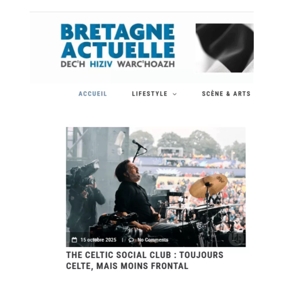 Manu, batteur et leader de The Celtic Social Club présente le cinquième album du groupe. Un disque qui permet d’entendre leur nouveau chanteur, le dublinois Taylor Byrne, et qui va les voir sillonner les routes anglaises et irlandaises. Assez inhabituel pour un groupe né en Bretagne. Explications.