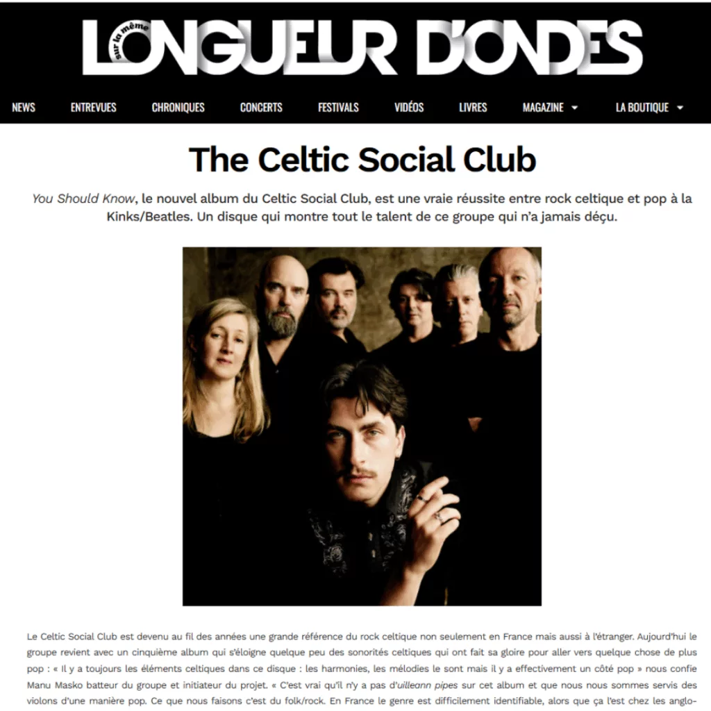 Sur Longueur d’Ondes, The Celtic Social Club dévoile les coulisses de You Should Know